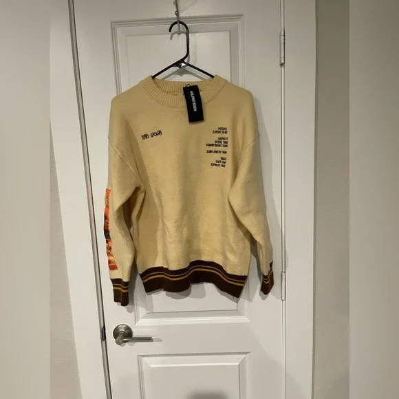 NWT Aelfric Eden Sunflowers & Self-portrait of Van Gogh WORKS OF ART Sweater - Picture 6 of 9